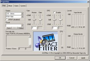 AC3 Filter 1.01a Properties